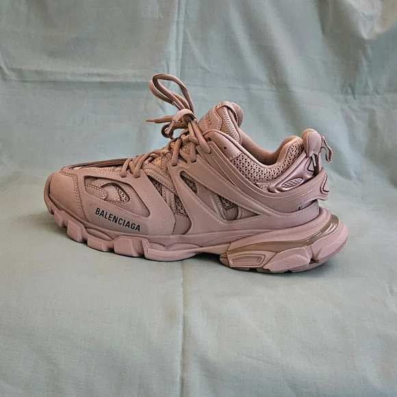 Men's Balenciaga Track Sneaker Dark Tan Leather Mesh Luxury Sneakers Size 8 US - Picture 3 of 16